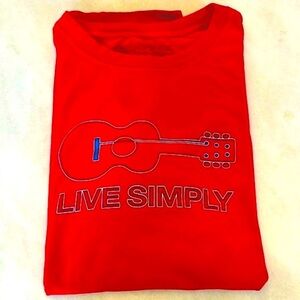 Patagonia Men’s Size X-Large Red T-shirt “Live Simply” guitar graphic